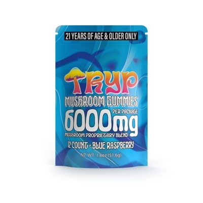 Deltiva Tryp Mushroom Gummies 6000mg Blue Rasberry 12ct