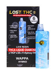 LOST THC LIVE RESIN THCA LIQUID DIAMOND 6G 5CT HYBRID WAPPA