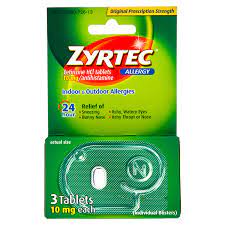 ZYRTEC ALLERGY RELIEF 3CT 10MG TABS